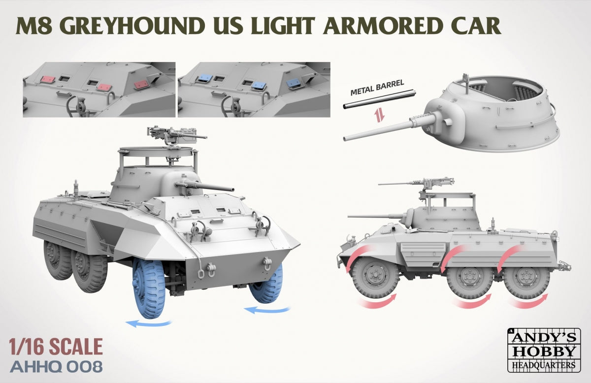 Andy&amp;#39;s Hobby Headquarters AHHQ-008 M8 Greyhound US light Armored Car 1/16 – image 4