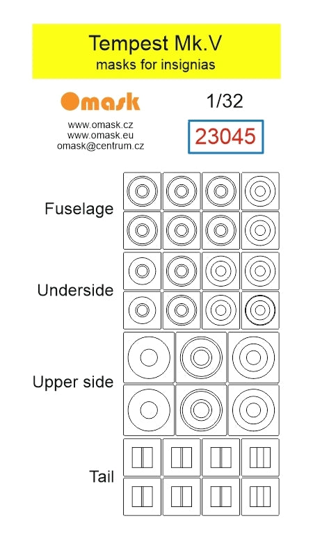 Omask 23045 Tempest Mk.V RAF masks for insignias 1/32