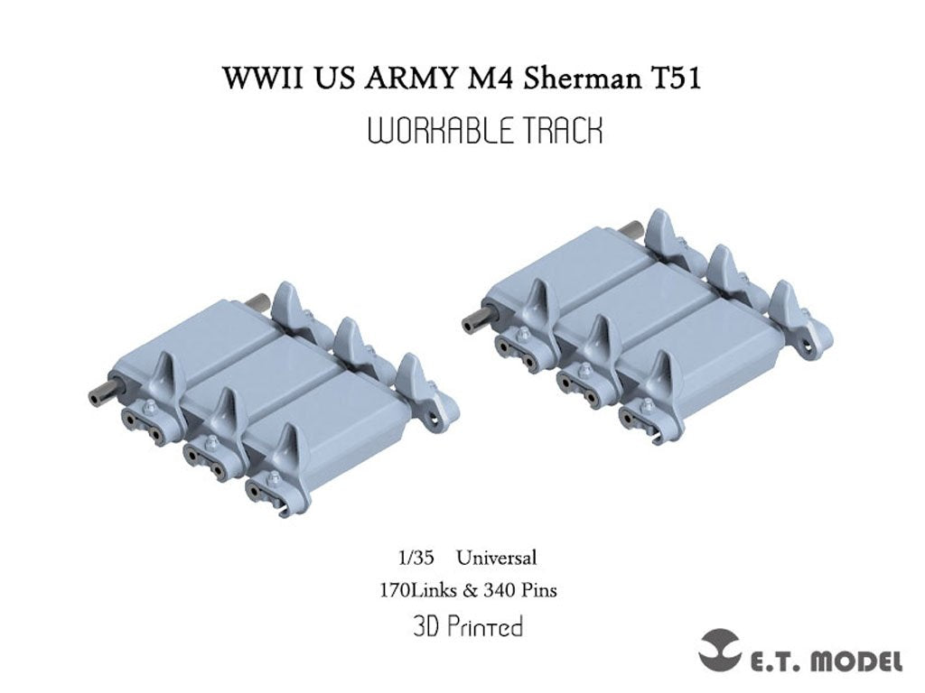 ET Model P35-085 WWII US ARMY M4 Sherman T51 Workable Track (3D Printed) 1/35