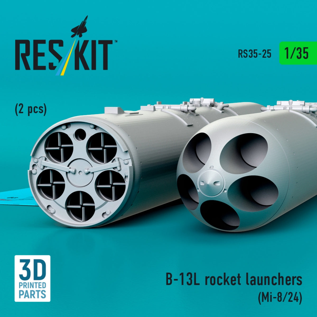 RESKIT RS35-0025 B-13L rocket launchers (2 pcs) (Mi-8/24) (3D printed) 1/35 – obrázek 2
