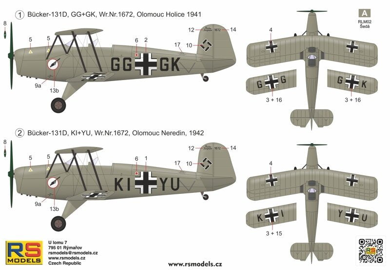 RS Models 94015 Bücker 131 A/B 24 Schule Olomouc 1/72 – image 2