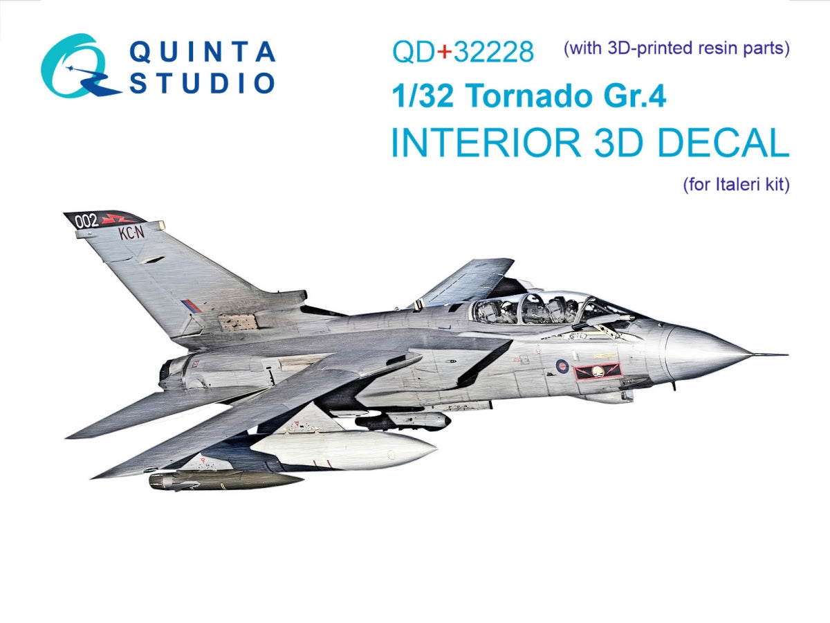 Quinta Studio QD+32228 Tornado Gr.4 3D-Printed &amp; colored Interior on decal paper (Italeri) (with 3D-printed resin parts) 1/32