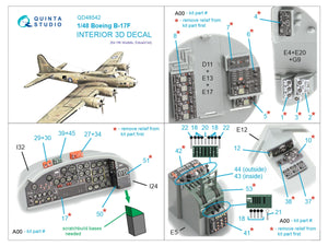 Quinta Studio QDS-48542 Boeing B-17F 3D-Printed &amp;amp; colored Interior on decal paper (HK models, Eduard) (small version) 1/48 – Bild 3