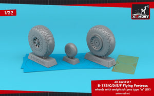 Armory Models AW32317 B-17B/C/D/E/F Flying Fortress wheels w/ weighted tires type “a” (GY) PE hubcaps 1/32