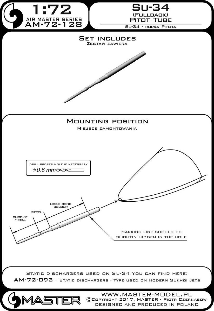 Master AM-72-128 Su-34 (Fullback) Pitot tube 1/72 – zdjęcie 4