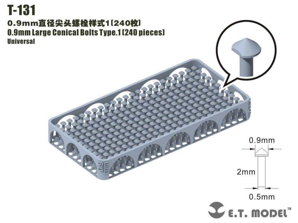 ET Model T-131 0.9mm Large Conical Bolts Type.1 240 pieces