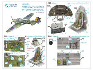 Quinta Studio QD48534 Fairey Fulmar Mk.II 3D-Printed &amp;amp; colored Interior on decal paper (Trumpeter) 1/48 – obrázek 2
