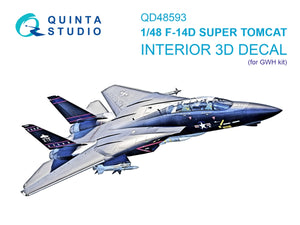 Quinta Studio QD48593 F-14D Super Tomcat 3D-Printed &amp;amp; colored Interior on decal paper (GWH) 1/48