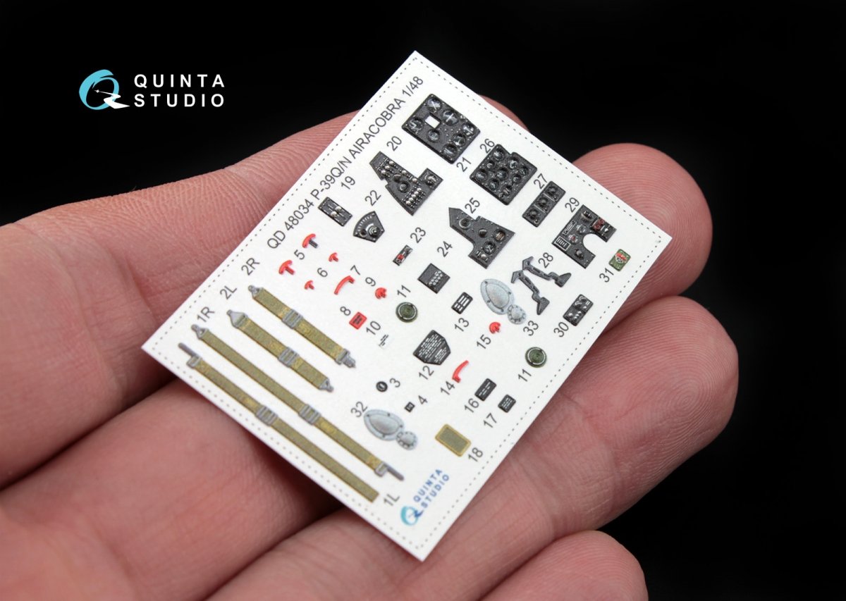 Quinta Studio QD48034 P-39Q/N 3D-Printed &amp;amp; coloured Interior on decal paper (for Hasegawa kit) 1/48 – zdjęcie 2