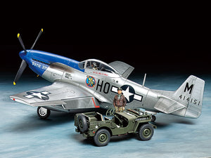 Tamiya 25205 North American P-51D Mustang &amp;amp; 1/4 Ton 4x4 Light Vehicle Set 1/48