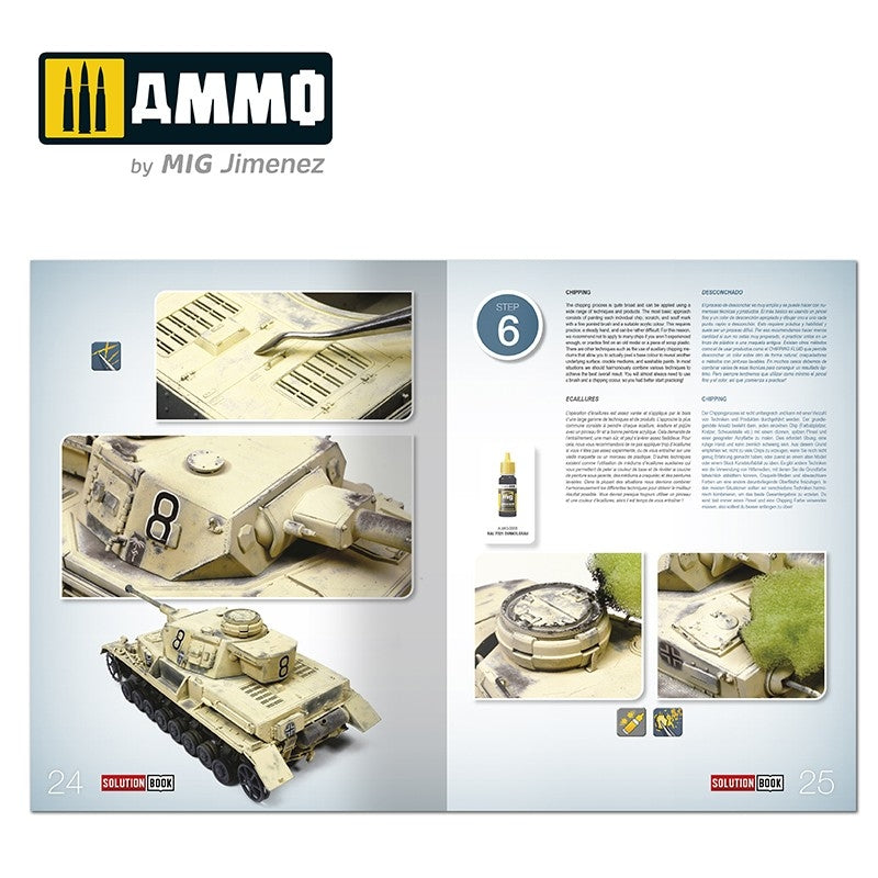 AMMO of Mig Jimenez 6602 SOLUTION BOOK 19 - Comment peindre les véhicules allemands DAK de la Seconde Guerre mondiale (anglais, espagnol, français, allemand) – image 4