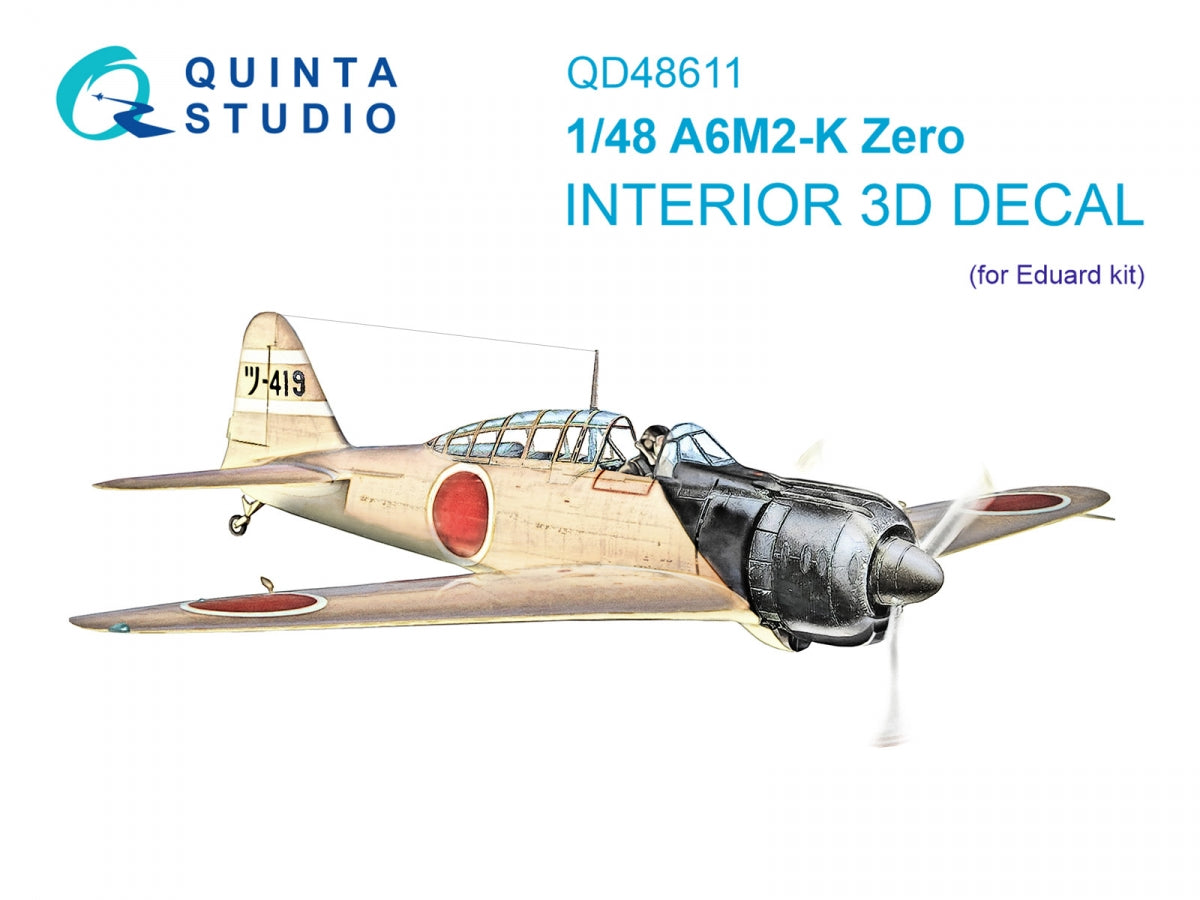 Quinta Studio QD48611 A6M2-K Zero 3D-Printed &amp;amp; colored Interior on decal paper (Eduard) 1/48