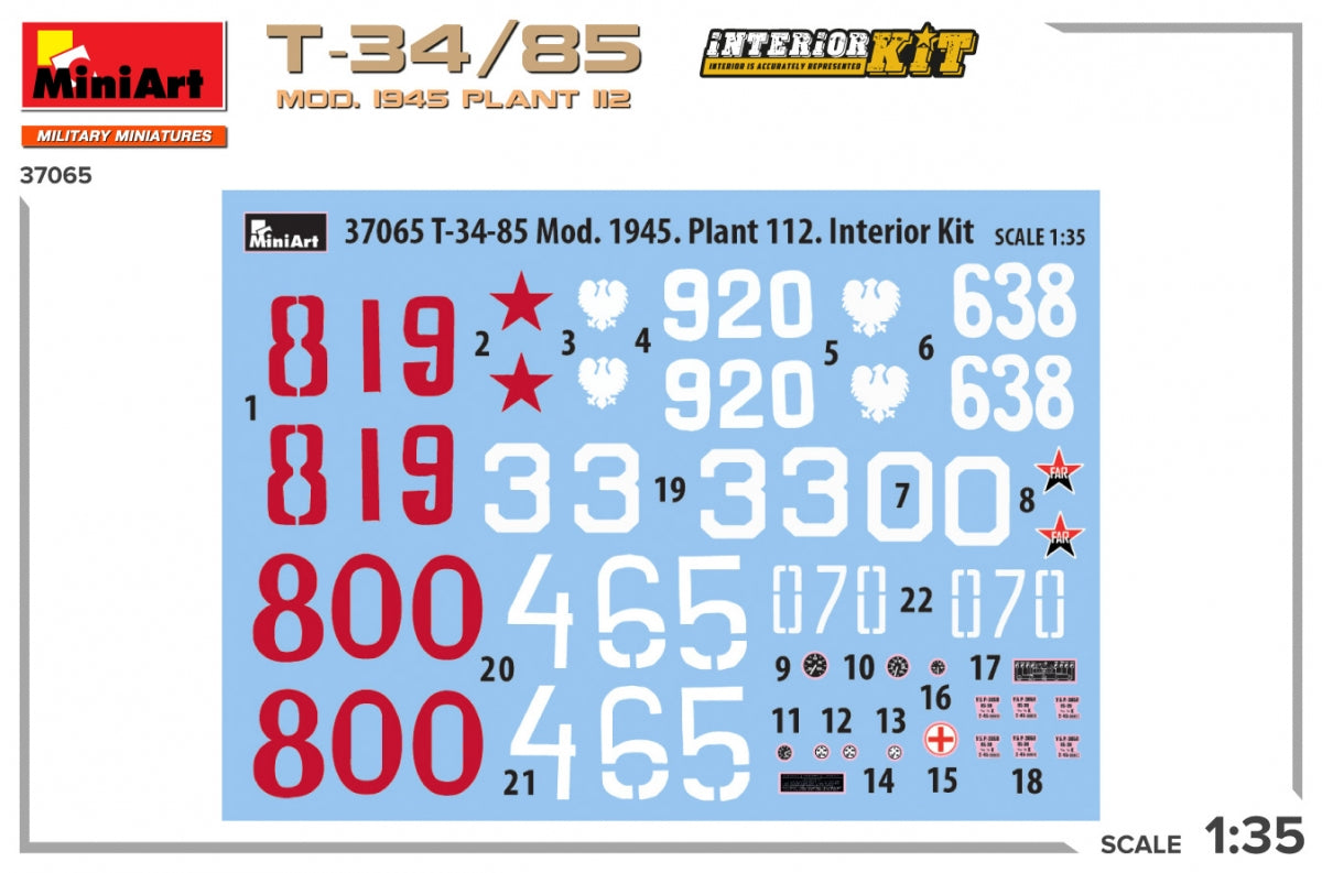 MiniArt 37065 T-34/85 MOD. 1945. PLANT 112. INTERIOR KIT 1/35 – image 2