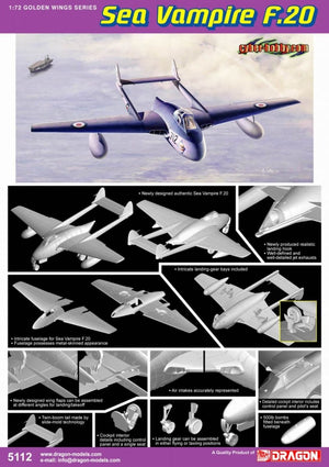 Dragon 5112 Sea Vampire F.20 1/72 – immagine 3
