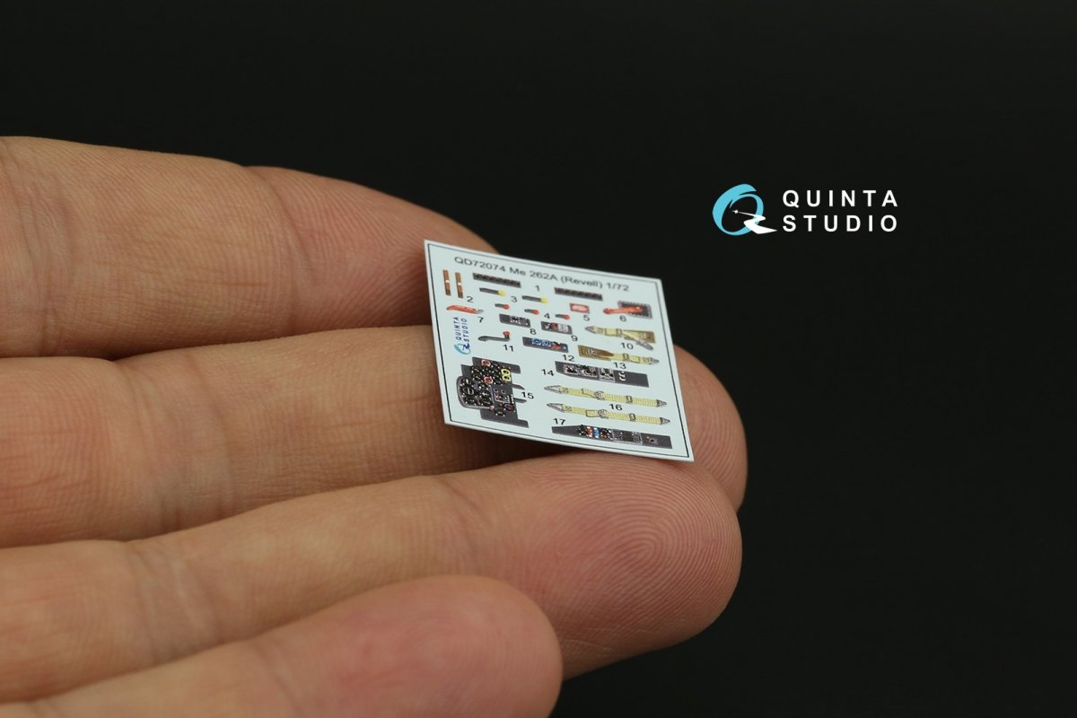 Quinta Studio QD72074 Me-262A 3D-Printed &amp;amp; colored Interior on decal paper (Revell) 1/72 – immagine 8