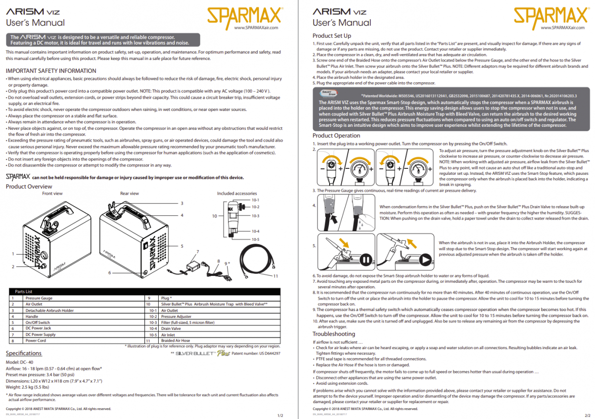 Sparmax DC40 VIZ - Mini Air Compressor With Silver Bullet Plus And 2m Hose – image 2