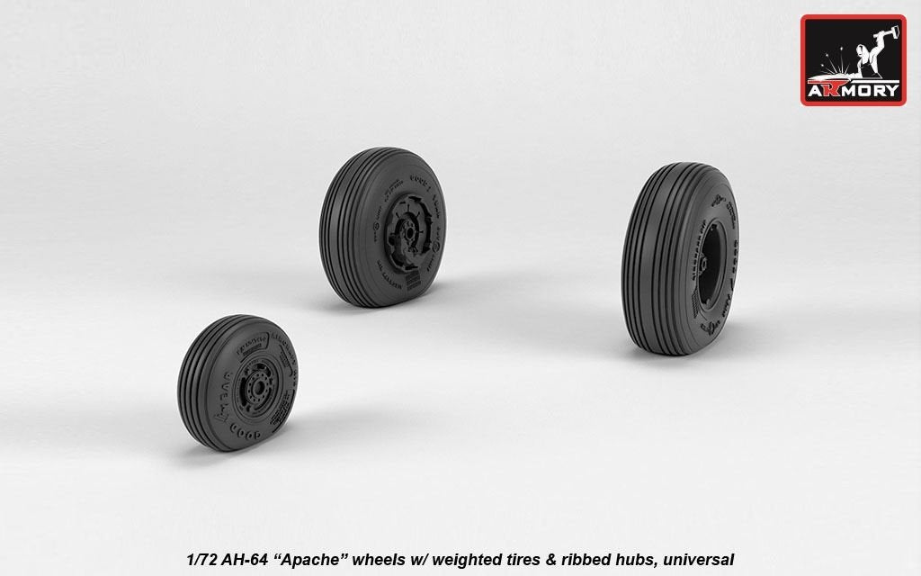 Armory Models AW72336 AH-64 Apache wheels w/ weighted tires, ribbed hubs 1/72 – image 2