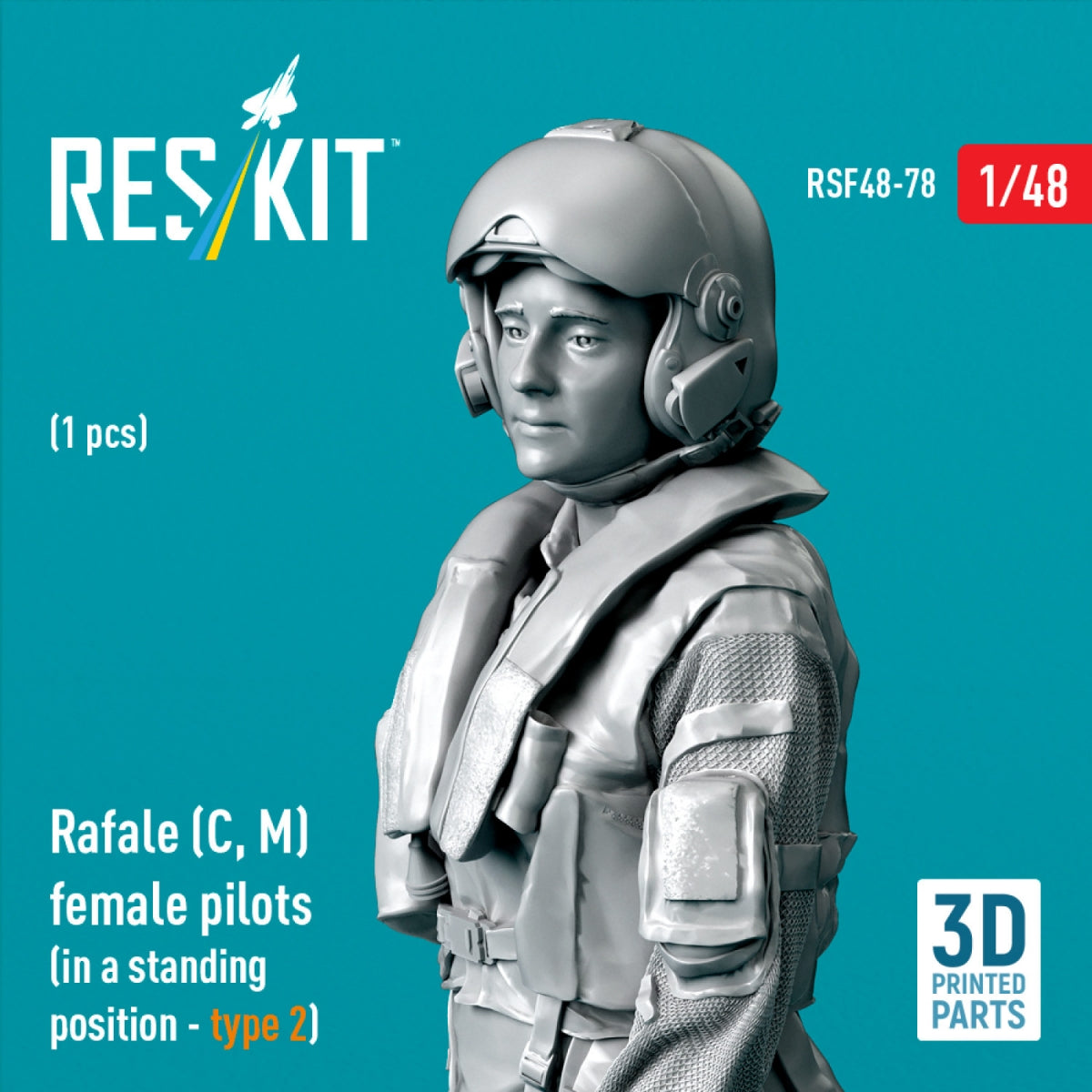 RESKIT RSF48-0078 Rafale (C, M) pilote féminine (position debout - type 2) (1 pièce) (Impression 3D) 1/48 – image 2