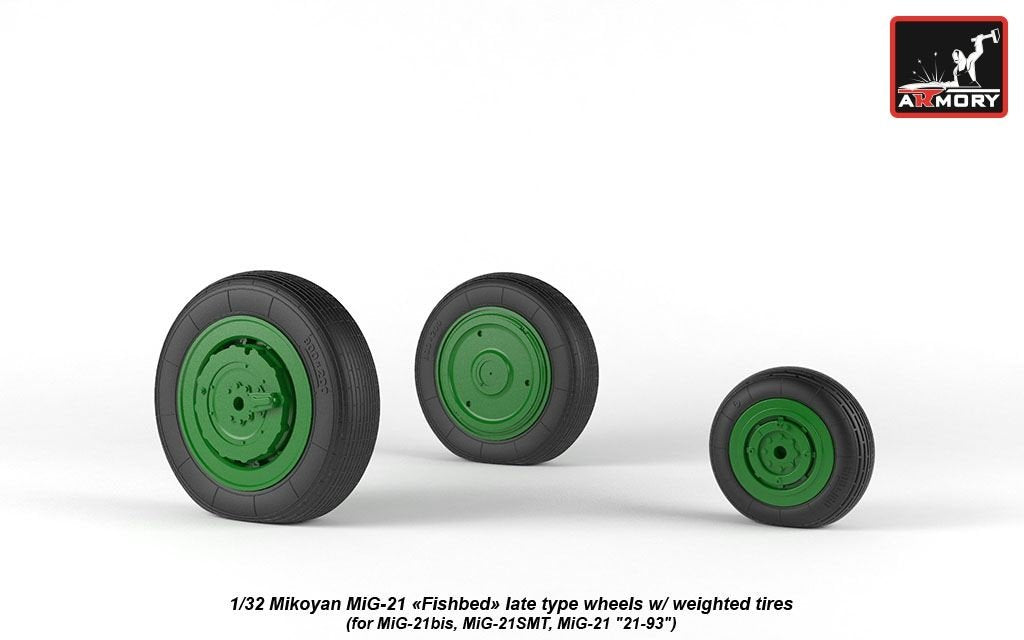 Armory Models AW32011 Mikoyan MiG-21 Fishbed wheels w/ weighted tires, late 1/32 – image 7