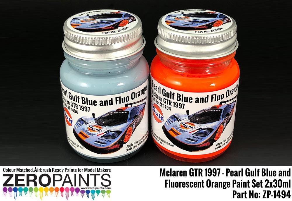 Zero Paints ZP-1494 McLaren F1 GTR 1997 - Coffret de peinture bleu Gulf nacré et orange fluorescent (2 x 30 ml) 