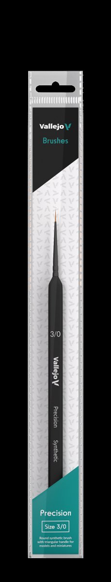 VALLEJO B03030 - Brush - Precision - Round Synthetic Brush, Triangular Handle No. 3/0