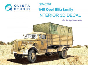 Quinta Studio QD48294 Opel Blitz family 3D-Printed &amp;amp; colored Interior on decal paper (Tamiya/Italeri) 1/48