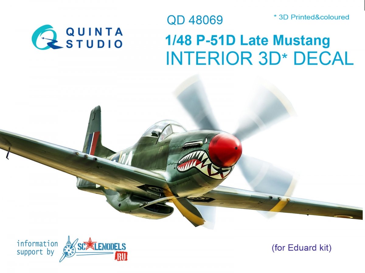 Quinta Studio QD48069 P-51D (Late) 3D-Printed &amp;amp; colored Interior on decal paper (for Eduard kit) 1/48