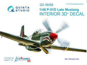 Quinta Studio QD48069 P-51D (Late) 3D-Printed &amp;amp; colored Interior on decal paper (for Eduard kit) 1/48