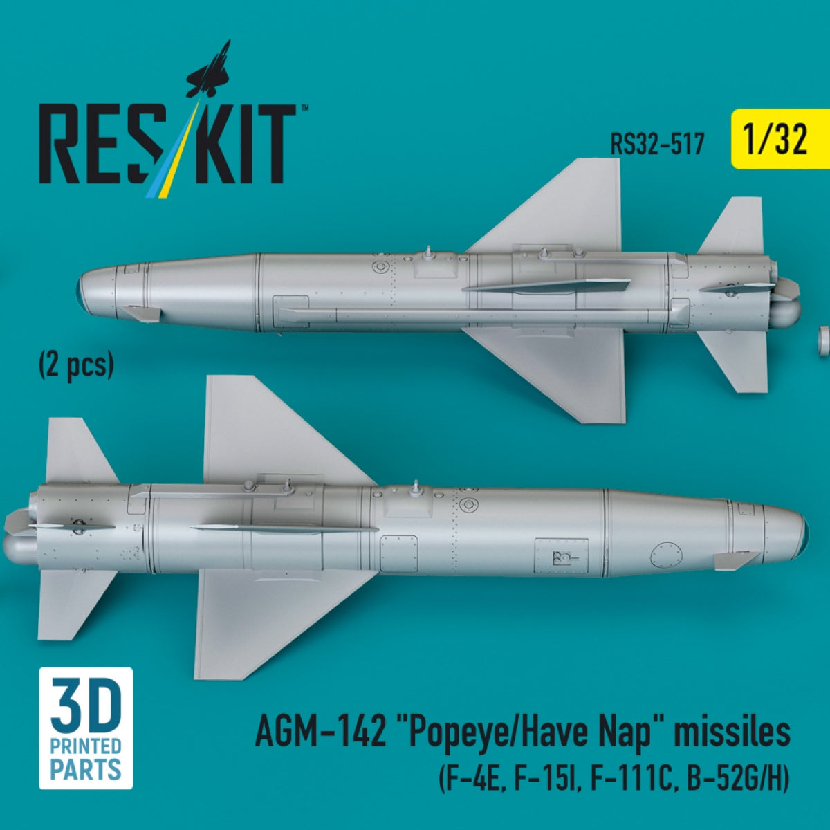 RESKIT RS32-0517 AGM-142 &amp;quot;Popeye/Have Nap&amp;quot; missiles (2 pcs) (3D Printed) 1/32 – Bild 3
