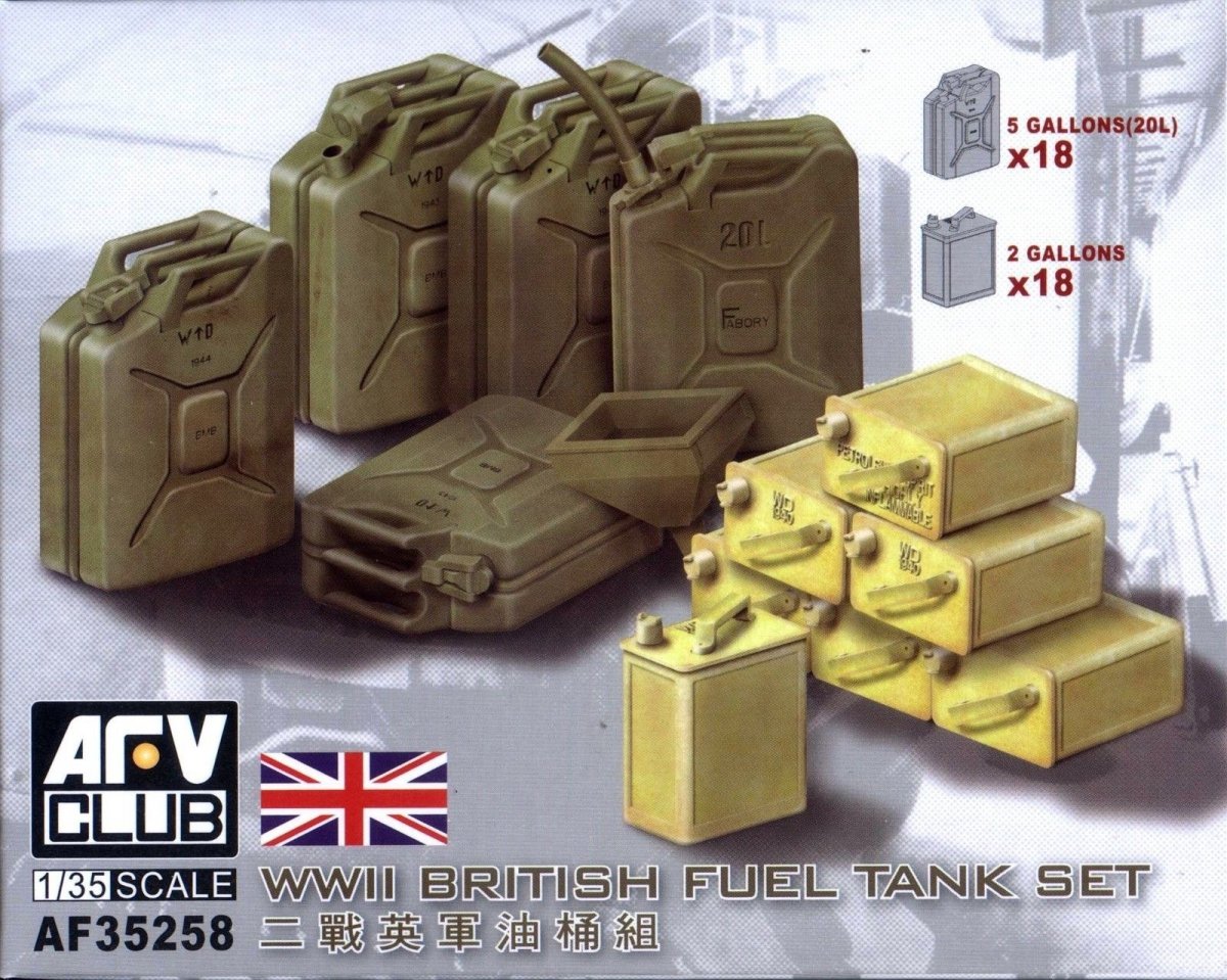 AFV Club 35258 Coffret de réservoirs de carburant britanniques de la Seconde Guerre mondiale à l'échelle 1/35