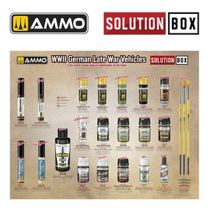 AMMO of Mig Jimenez 7729 SOLUTION BOX 23 – WWII German Late War Vehicles. Colors and Weathering System – imagen 3