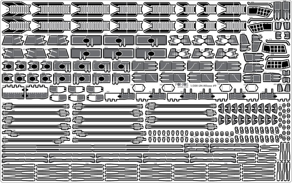 Pontos 23008F1 IJN MIKASA 1905 Detail Up Set 1/200 – Bild 32