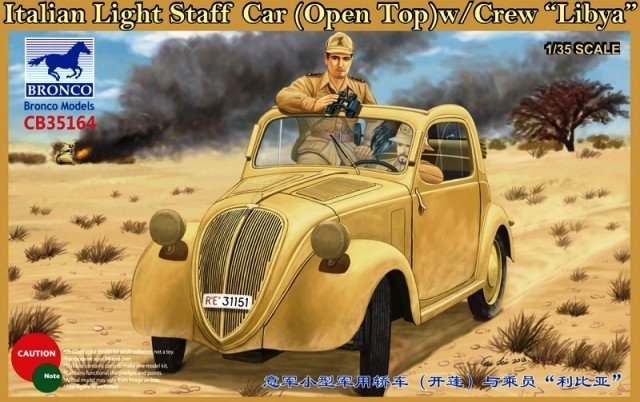 Bronco CB35164 Voiture d'état-major légère italienne (toit ouvert) avec équipage Libye (1/35)