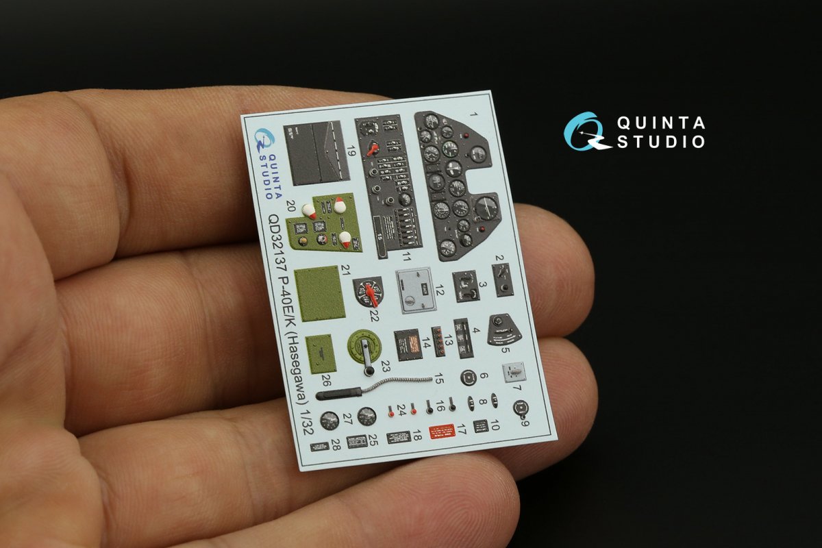 Quinta Studio QD32137 P-40E/K 3D-Printed &amp;amp; colored Interior on decal paper (Hasegawa) 1/32 – Bild 4