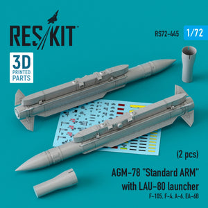 RESKIT RS72-0445 AGM-78 « ARME STANDARD » AVEC LANCEUR LAU-80 (2 PIÈCES) 1/72