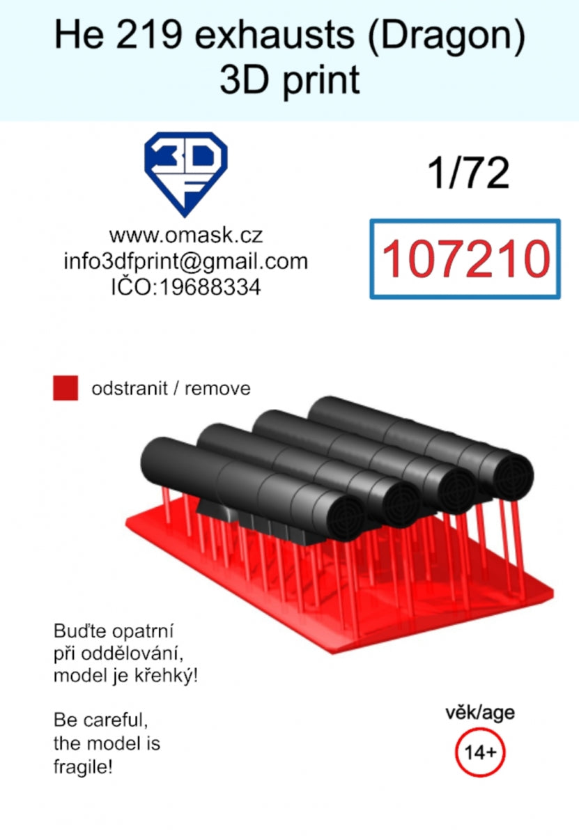 Omask 107210 He 219 exhausts (Dragon) 3D print 1/72 – Bild 2