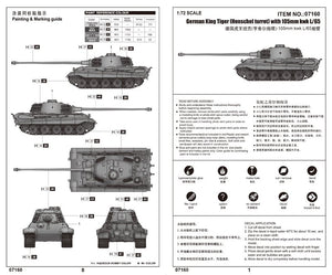 Trumpeter 07160 German King Tiger (Henschel turret) with 105mm kwk L/65 1/72 – obrázek 2