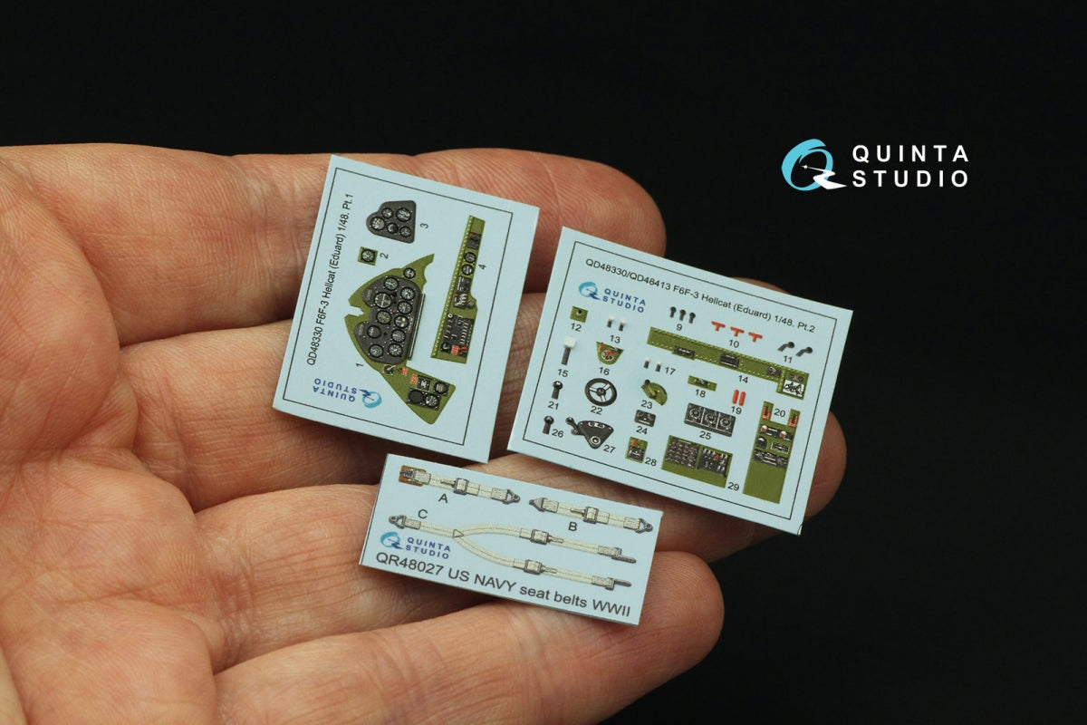 Quinta Studio QD48330 F6F-3 Hellcat 3D-Printed &amp;amp; colored Interior on decal paper (Eduard) 1/48 – image 5