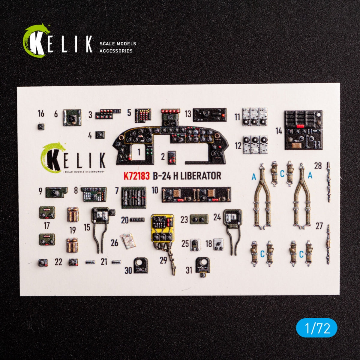 Kelik K72183 B-24H Liberator - interior 3D decals for Airfix kit 1/72