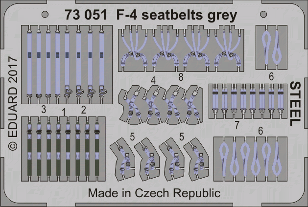 Eduard 73051 F-4 seatbelts gray STEEL 1/72