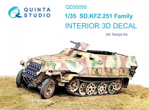 Quinta Studio QD35050 SD.KFZ.251 Family 3D-Printed &amp;amp; colored Interior on decal paper (Tamiya) 1/35