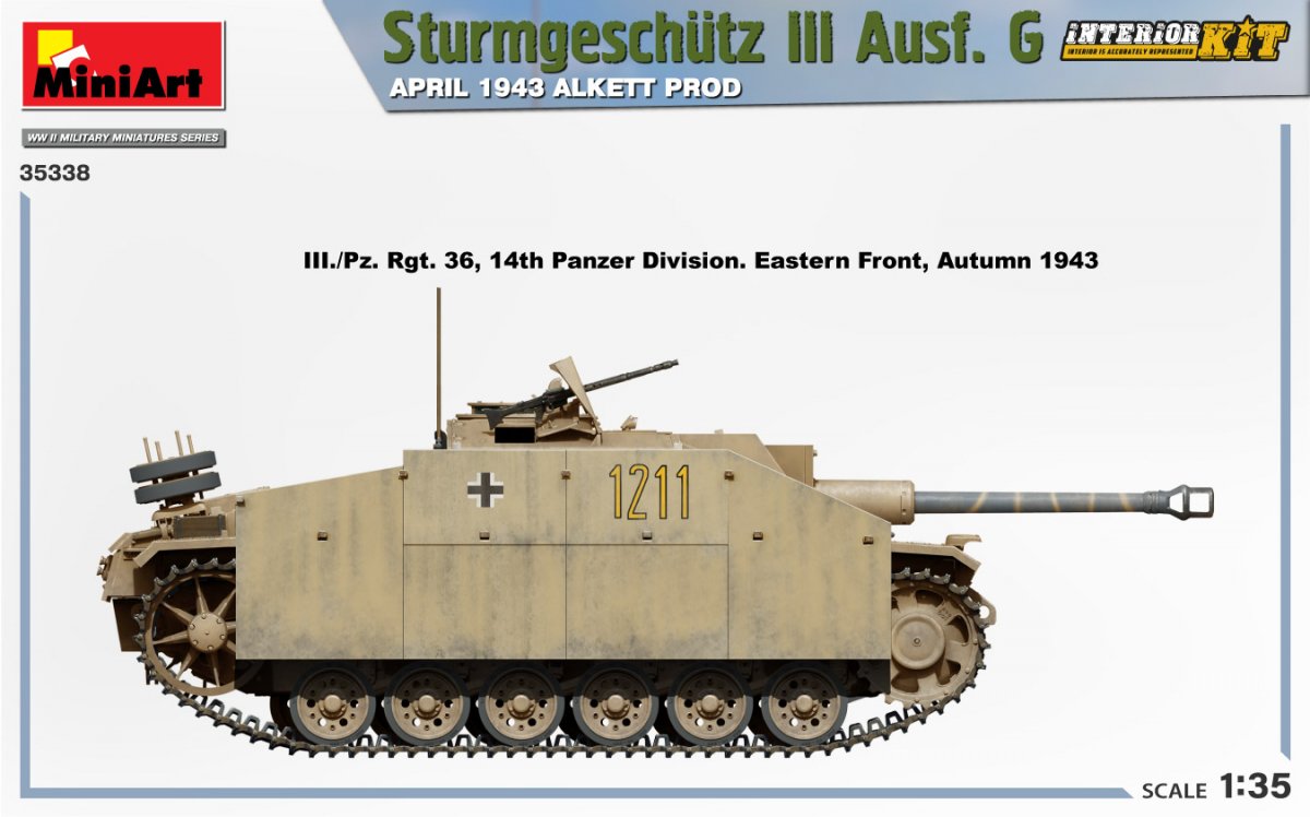Mini Art 35338 Sturmgeschutz III Ausf. G APRIL 1943 ALKETT PROD. INTERIOR KIT 1/35 – obrázek 6