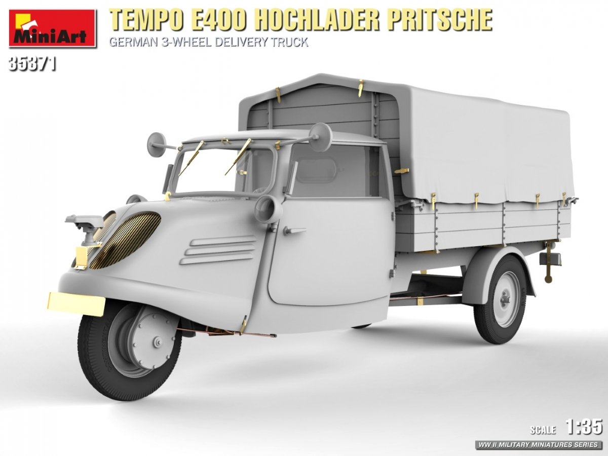 MiniArt 35371 Tempo E400 Hochlader Pritsche German 3-wheel delivery truck 1/35 – immagine 7