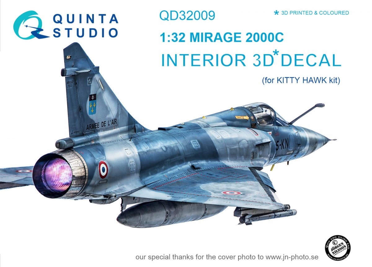 Quinta Studio QD32009 Mirage 2000C 3D-Printed &amp; colored Interior on decal paper (for Kitty Hawk kit) 1/32