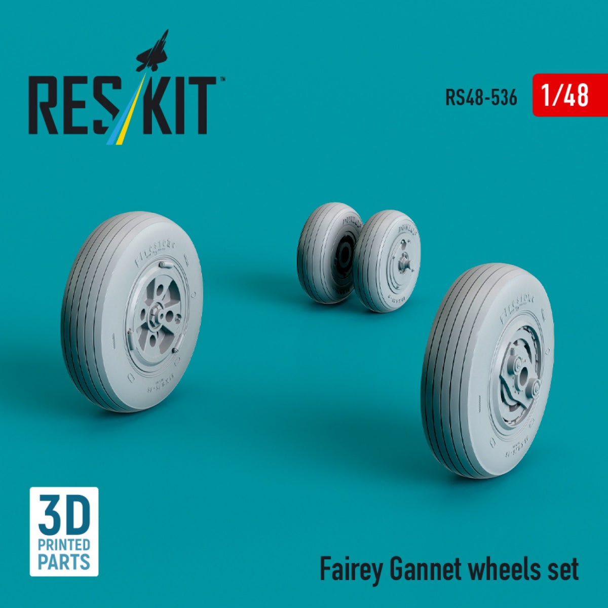 RESKIT RS48-0536 Fairey Gannet wheels set (3D Printed) 1/48 – immagine 3