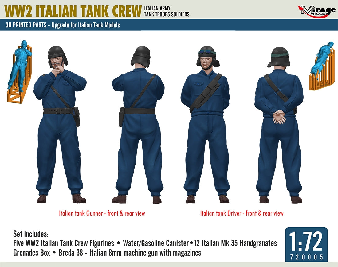 Mirage Hobby 720005 Italian Tank Crew 3D Print 1/72 – Bild 2