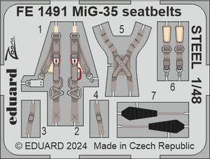 Eduard FE1491 MiG-35 Seatbelts STEEL HOBBY BOSS 1/48