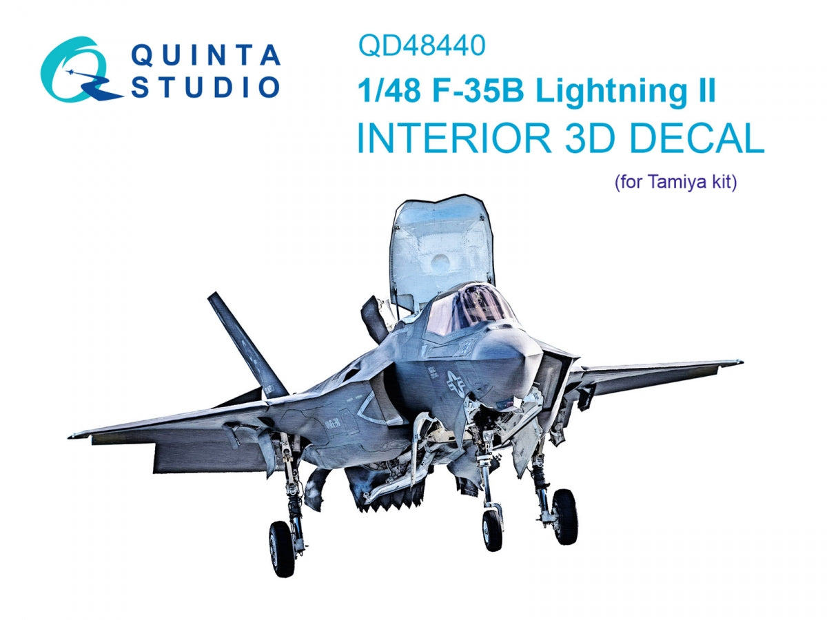 Quinta Studio QD48440 F-35B 3D-Printed &amp; colored Interior on decal paper (Tamiya) 1/48
