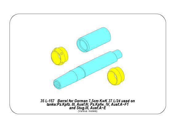 Aber 35L-157 75mm KwK 37 L/24 barrel for Pz.Kpfw.III.Ausf.N and Pz.Kpfw.IV Ausf.A,B,C,D,E 1/35 – image 12