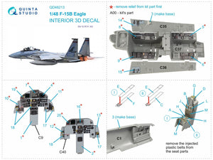 Quinta Studio QD48213 F-15B 3D-Printed &amp;amp; colored Interior on decal paper (GWH) 1/48 – image 14